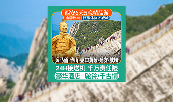 秦始皇帝陵博物院(兵马俑)+华清宫+华山+陕西黄河壶口瀑布+黄帝陵+西安城墙+西安博物院六日游【接送机含讲解】