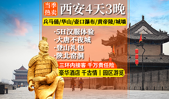 秦始皇帝陵博物院(兵马俑)+华清宫+华山+陕西黄河壶口瀑布+大慈恩寺四日游【纯玩·含餐酒店耳麦三环内接】