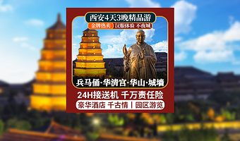 秦始皇帝陵博物院(兵马俑)+华清宫+华山+西安博物院+西安城墙+大慈恩寺+大唐不夜城四日游【接送机含讲解】