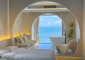 【酒店套餐】汕头南澳奶油风海景双床房1.5+1.5可居住4人