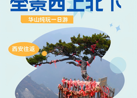 西安华山一日游【臻品0购物，全景西上北下索道丨二环内上门接您，含门票！含索道！含往返进山车！】