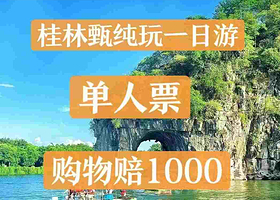 一日游【 【单人】漓江杨堤-九马画山竹筏+银子岩拼团一日游】