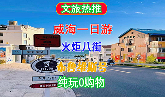 威海火炬八街+天鹅湖生态旅游区+海源公园+灯塔+猫头山+搁浅货轮布鲁维斯号+威海公园一日游【9大网红打卡点】