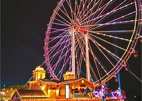 【住在欢乐海岸PLUS内】双人单日欢乐门票(无限次机动游戏+1次摩天轮)+岭南花园酒店住1晚+双人早餐