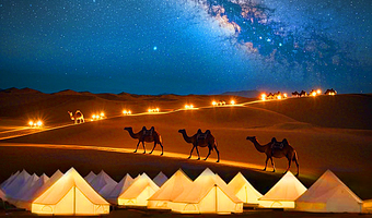 银川腾格里沙漠星空露营/五湖穿越/沙坡头/66号公路二日游【游玩项目★五湖穿越★星空露营★篝火晚会★沙漠烧烤】