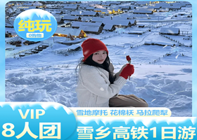 中国雪乡+大秃顶子山一日游【2-8人团●马拉爬犁体验●雪地摩托秃顶山+冰雪画廊●雪乡门票●花棉袄拍照】