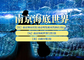 南京5钻酒店2选一1晚+双早+南京海底世界门票2张