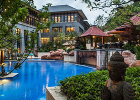 【天然真温泉】杭州临安湍口众安氡温泉度假酒店2天1晚+双人自助早餐+双人湍口众安氡温泉+可选自助晚餐