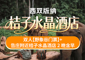【酒店套餐】3天2晚版纳告庄附近桔子水晶酒店+双人野象谷门票+酒店早餐