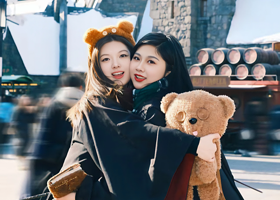 北京环球影城魔法袍租赁【景区周边10公里内酒店免费配送】哈利波特学院法袍互动魔杖小熊发箍无牙仔帽子多套装组合