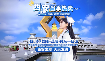 宝鸡法门文化景区+汉武帝茂陵+咸阳乾陵一日游【含午餐-乾县四宝|西安出发|优秀导游|二环内可接|纯玩无购物】