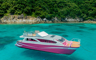 普吉岛皇帝岛+珊瑚岛一日游【粉红芭比号双体双层高速快船 | 酒店接送丨中文导游丨浮潜水上滑梯桨板丨泰国旅行】】