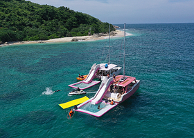 【买一送一/小团一价全包】万宁石梅湾加井岛不限时浮潜+照片视频+帆船出海+休闲大平台+香蕉船摩托艇+玻璃船航拍